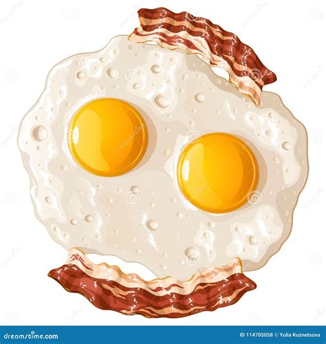 Scrambled eggs with bacon stock vector. Illustration of bacon - 114705058