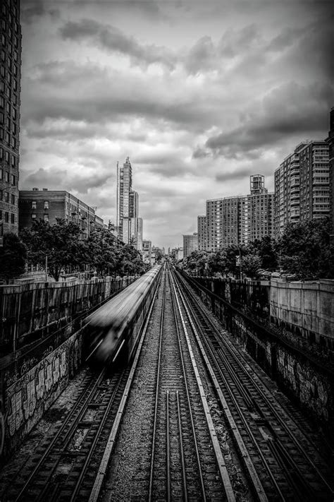 Subway through Harlem, New York City, USA BW Photograph by John Twynam ...