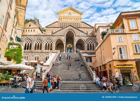 Amalfi, Italy - 1 November, 2019: Front Entrance of Amalfi Cathedral ...