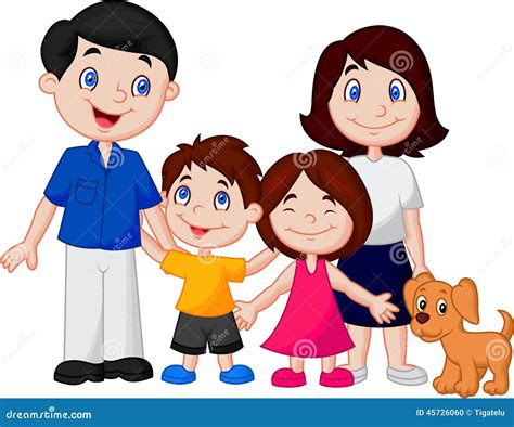 Dessin Animé Heureux De Famille Illustration de Vecteur - Illustration du mignon, femelle: 45726060