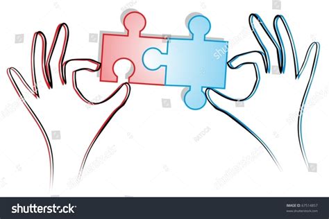 Two Hands Working Together Form Puzzle Stock Vector (Royalty Free) 67514857