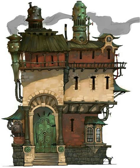 Pin by jimmy croutons on inspiration | Steampunk house, Game concept art, Steampunk building