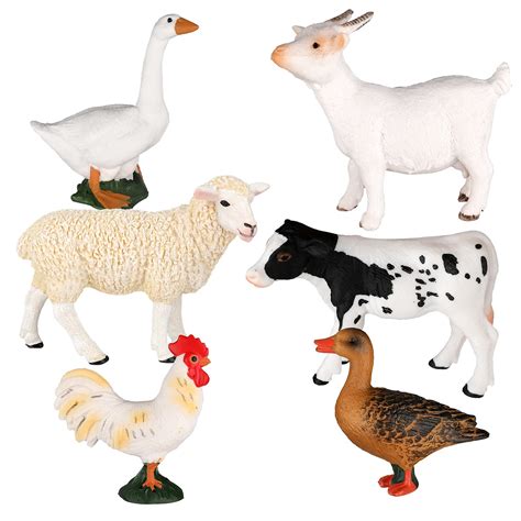 Buy Farm Animal Figurines, LINGSFIRE 6 Pcs Farm Animals Figures Toys Realistic Barn Animal Toys ...