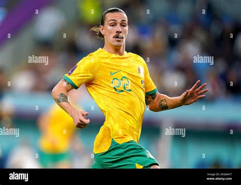 Australia's Jackson Irvine during the FIFA World Cup Group D match at Al Janoub Stadium, Al ...