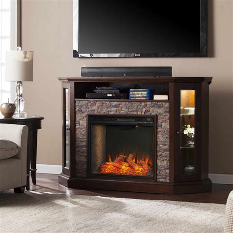 Renstone Corner Convertible Smart Fireplace w/ Storage – Espresso ...