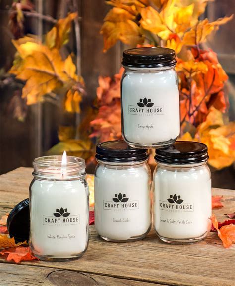 Col House Designs - Wholesale| Fall Collection Pint Jar Candles, 12/set | Craft House Designs