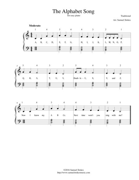 The Alphabet Song - For Easy Piano By Traditional - Digital Sheet Music For Score - Download ...