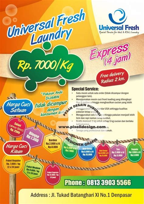 Contoh Iklan Jasa Laundry Pakaian | Desain brosur, Periklanan, Brosur