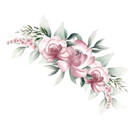 Bouquet of pink watercolor flowers 13855132 PNG