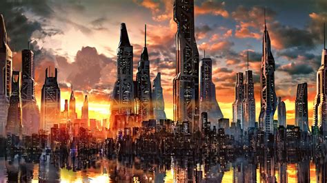 Download A Glimpse Of Futuristic City | Wallpapers.com