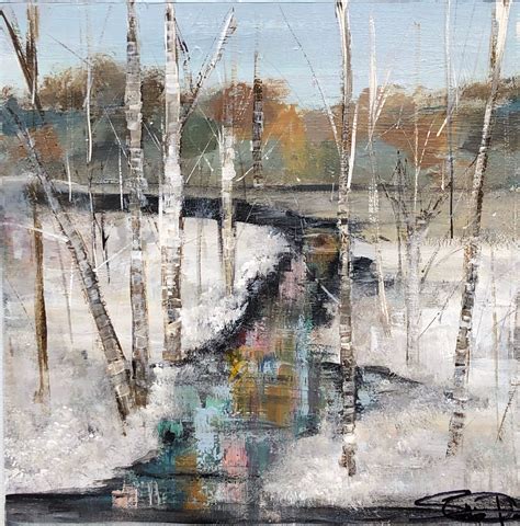 Winter Birches | Winter painting, Landscape art, Abstract art landscape