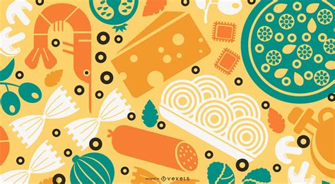 Italy Food Flat Design Wallpaper Vector Download