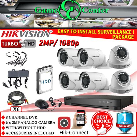 Hikvision Cctv Package 8 Channel 6 Camera 2MP (1080p) Colorvu package ...