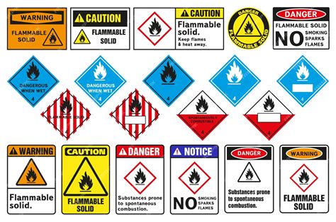 Premium Vector | Hazard signs combustible materials if liquid enters