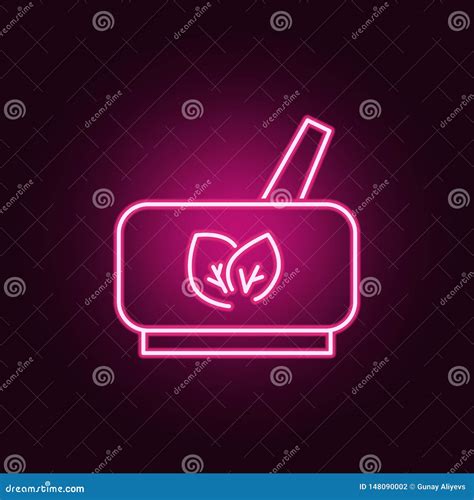 Ethnoscience, Mortar and Pestle Neon Icon. Elements of Medecine Set Stock Illustration ...