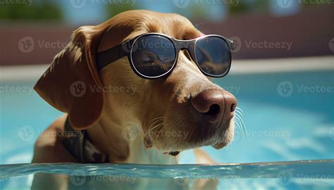 Cute retriever puppy wearing sunglasses outdoors in summer , 24624167 Stock Photo at Vecteezy