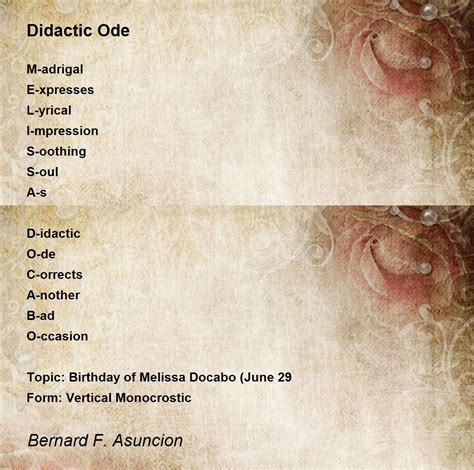 Didactic Ode Poem by Bernard F. Asuncion - Poem Hunter