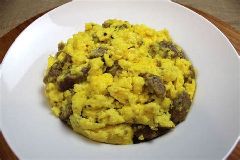 Quick and Simple Scrambled Eggs with Sausage and Cheese! | Recipe ...