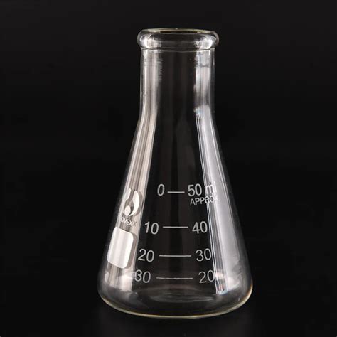 1pc 50ml Flask Clear Lab Conical Flask Glass Scientific Safe Glassware ...