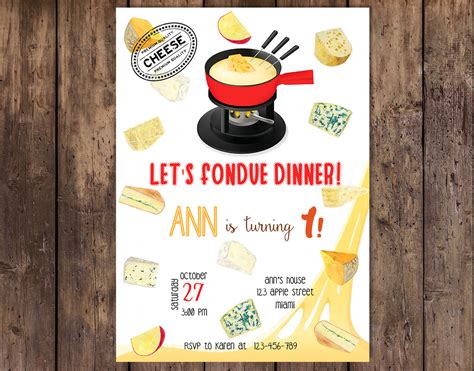 Fondue Invitation Fondue Party Cheese Invitation Fondue | Etsy