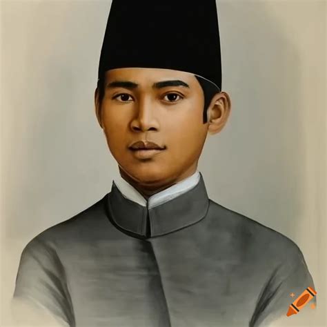 Historic portrait of an indonesian man in traditional attire on Craiyon