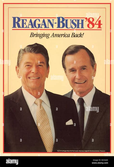 1984 American USA Presidential Campaign Poster featuring Ronald Reagan and George H. W. Bush ...