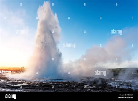 Erupting of Geysir geyser Stock Photo - Alamy