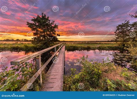 Wooden bridge sunset stock image. Image of economy, eelde - 89936025