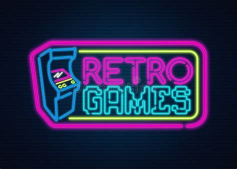 Retro games neon sign stock image. Image of decoration - 162563781