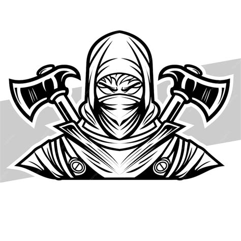 Premium Vector | Black and white ninja logo esport team for tshirt ...