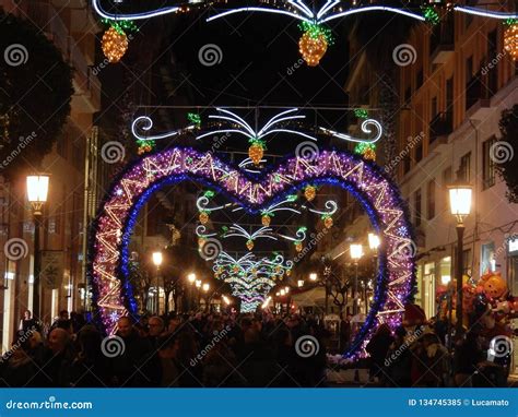 Salerno - Heart of Christmas Lights in the Historic Center Editorial Image - Image of cultural ...