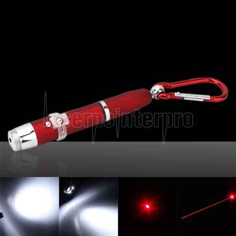 3 in 1 Projective Red Laser Pointer Pen Flashlight Keychain + 5mW ...