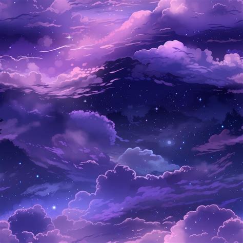 Premium AI Image | purple clouds and stars in the night sky