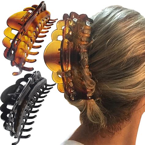 ACCGLORY Ex-Large Plastic Hair Claw Clips for Women | Strong Grip Hair ...