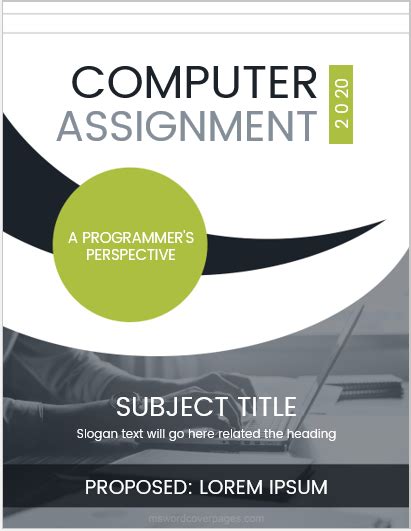 Computer Assignment Cover Page Sample Ms Word Cover Page Templates ...