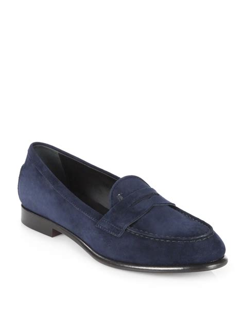 Tod's Suede Penny Loafers in Navy Blue (Blue) - Lyst