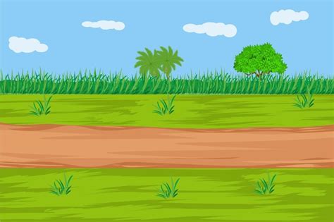 Premium Vector | Cartoon background grassland