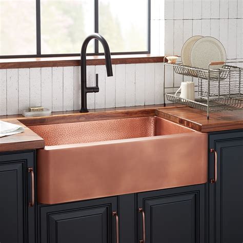 33" Raina Copper Farmhouse Sink | Signature Hardware | Copper kitchen ...