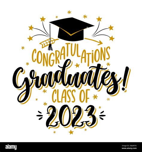 Congratulations Graduates Class of 2023 - badge design template in black and gold colors ...