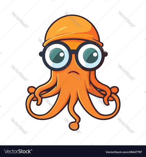 Squid cute funny cartoon kawaii clipart colorful Vector Image