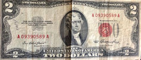 Red Seal Two Dollar Bill - Etsy