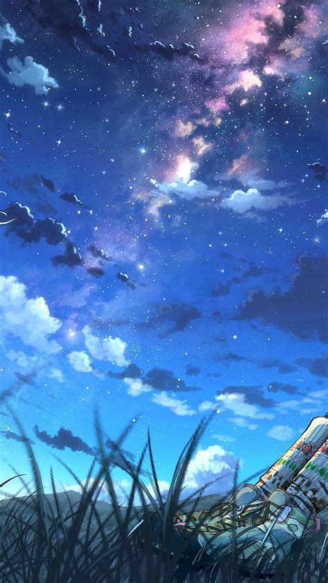 Anime, Girls, Night, Sky, Scenery, Clouds, Stars phone , , Background, and . Mocah HD phone ...