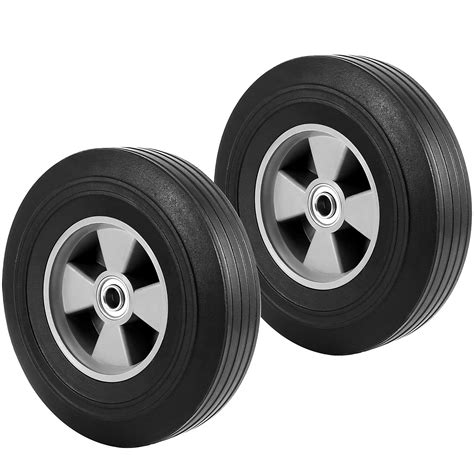 Buy HOIGON 2 Pack 10 Inch Solid Rubber Hand Truck Wheel with 5/8 Inch ...