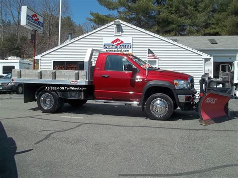 2009 Dodge Ram 5500 Cummins Diesel Flatbed Dump 4x4 Slt 9ft Boss V Plow