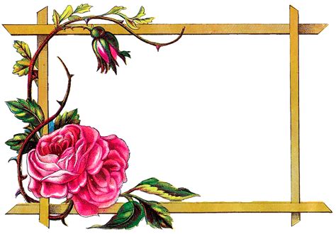 Antique Images: Floral Frame Digital Download Pink Rose Border Design ...