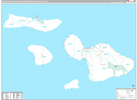 Kahului-Wailuku-Lahaina, HI Metro Area Wall Map Premium Style by MarketMAPS - MapSales