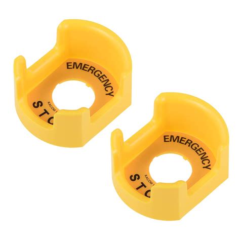 uxcell 30mm Push Switch Button Protective Cover With Emergency Stop Warning Circle Yellow 2pcs ...