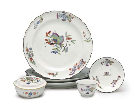 THREE MEISSEN PORCELAIN PLATES AND A TEABOWL AND SAUCER , CIRCA 1735-40 ...