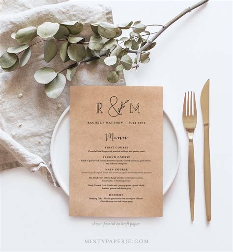 Wedding Dinner Menu Template