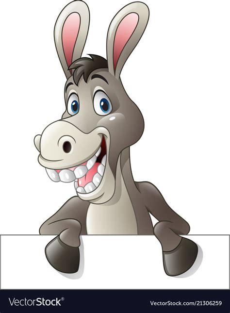 Cartoon funny donkey holding blank sign Royalty Free Vector